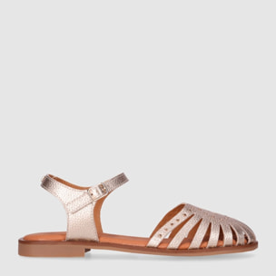 Sandalias de Piel - Platino - Tacón: 1 cm
