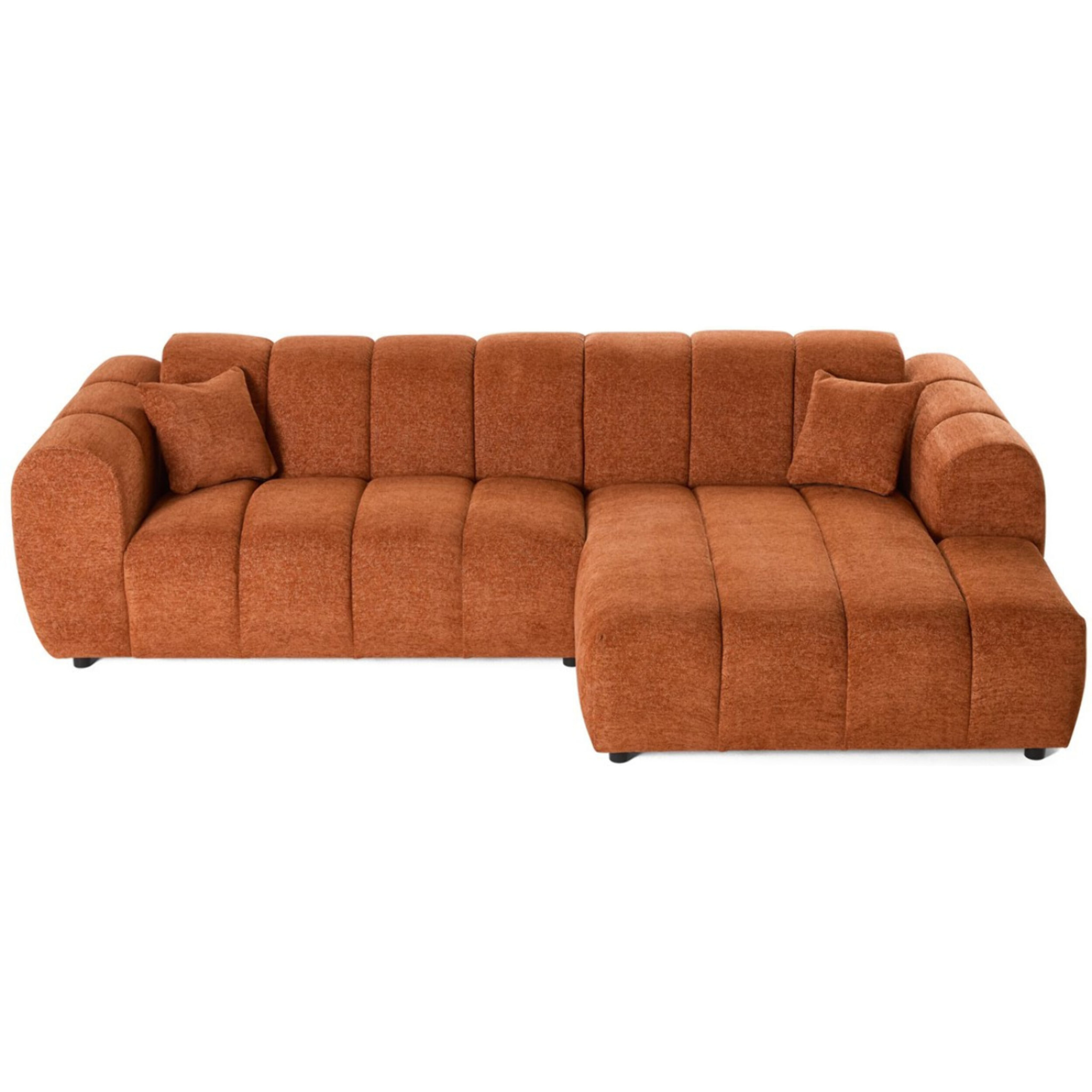 Curtis - canapé d'angle droit 4 places en tissu texturé - Terracotta