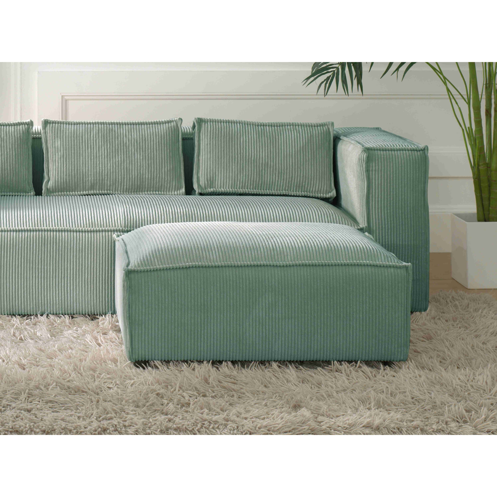 Stella - pouf en velours côtelé - style contemporain - Bleu