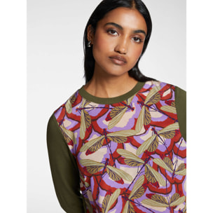 Elena Mirò - Blusa bimaterica stampata - Verde militare