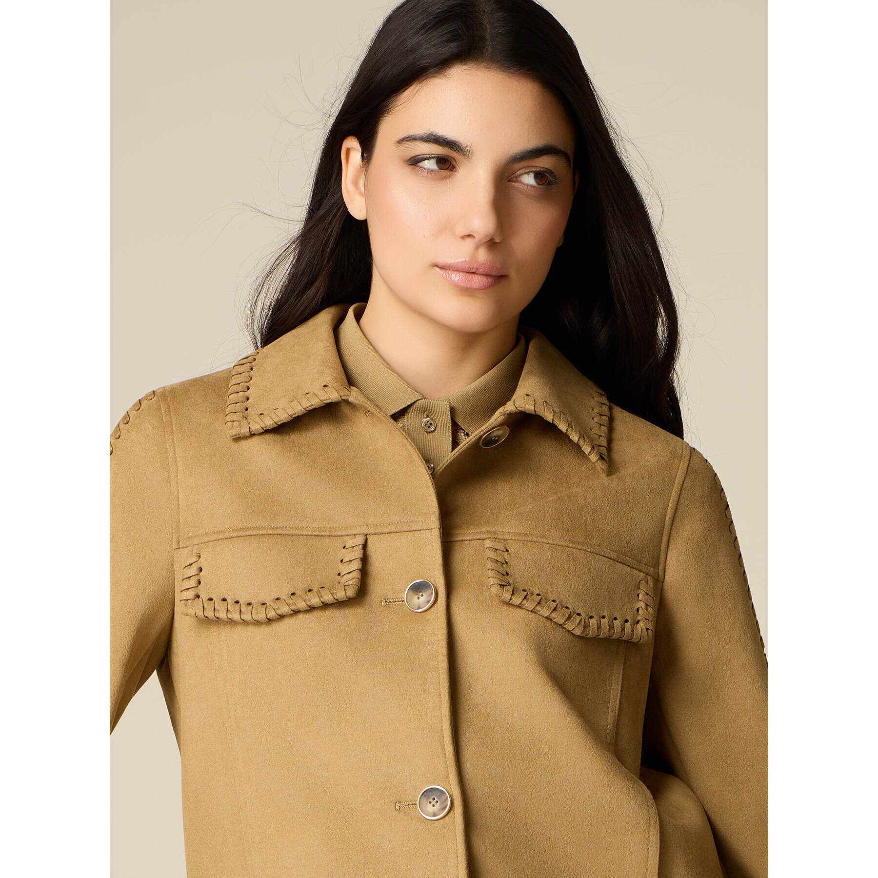 Oltre - Giubbotto con dettaglio impunture - Beige