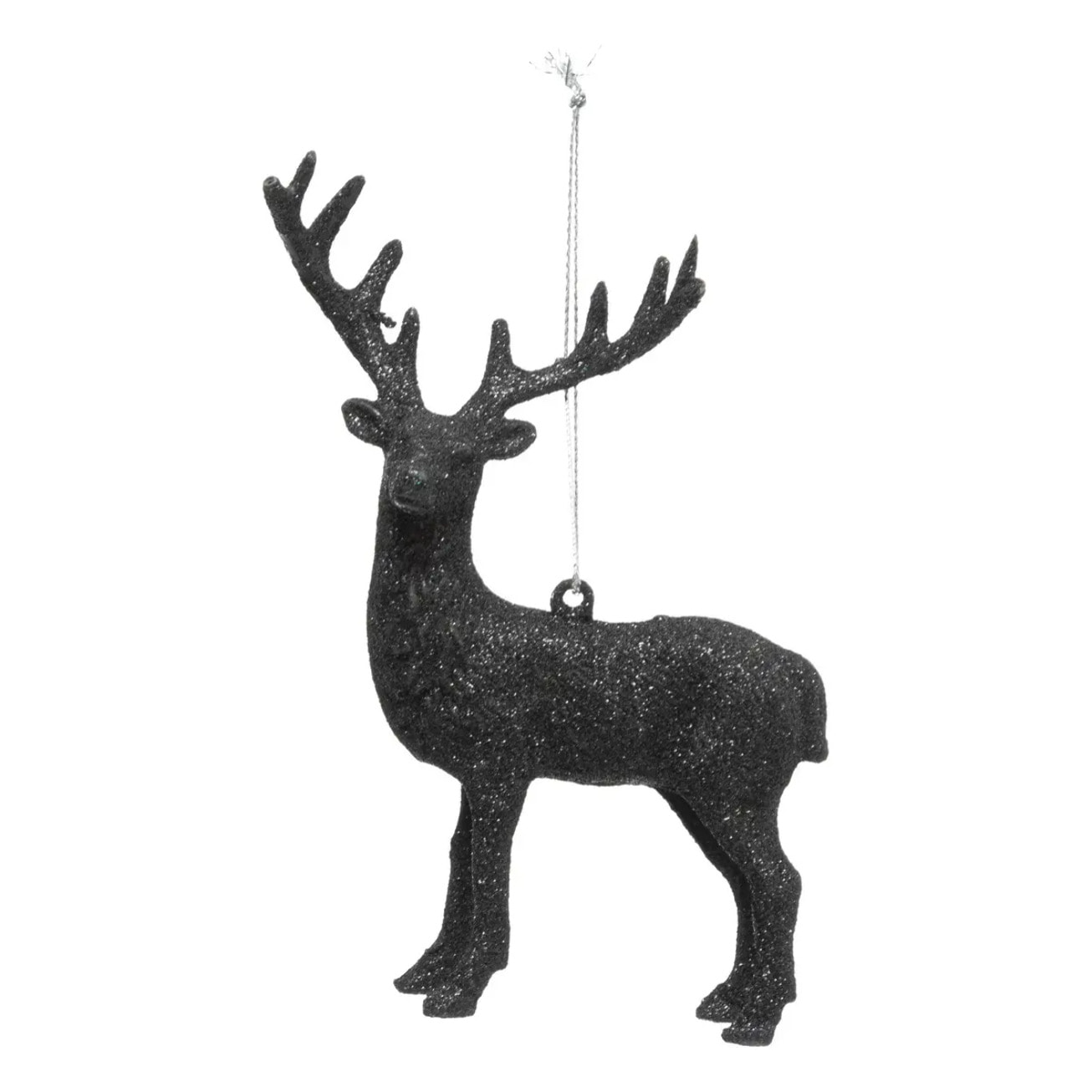 Décoration de sapin renne pailletée noir 15cm
