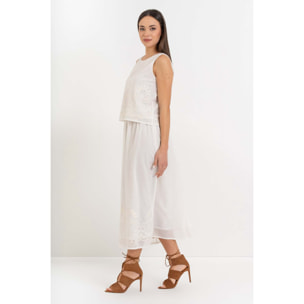 Kocca - Gonna da donna in cotone con ricami e vita arricciata Donna