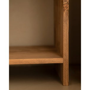 Pack de 2 mesitas de madera maciza con un cajón en tono roble oscuro de varias medidas