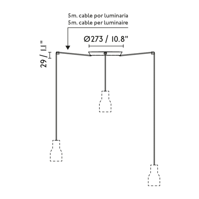 TATAWIN COLGANTE PANTALLA METAL S BLANCA 3xE27