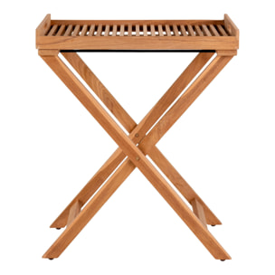 Tavolino Ronda con vassoio in teak naturale 60x40x70 cm