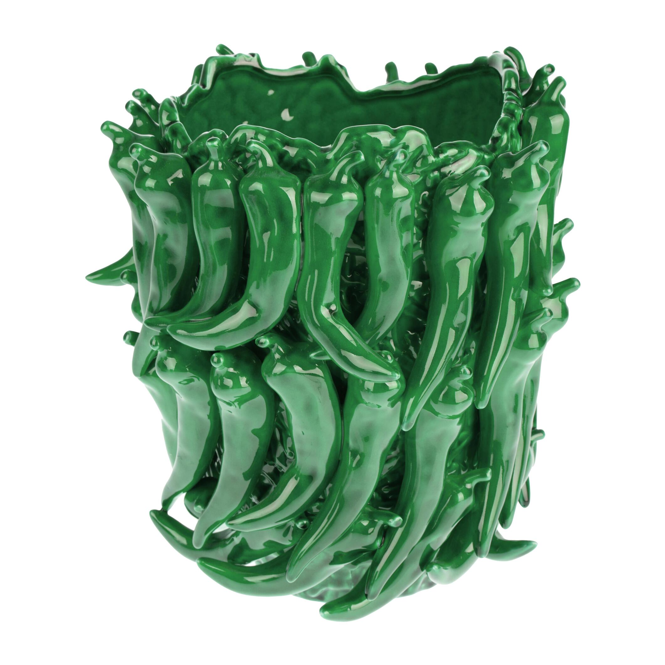 Vaso con peperoncini - Colore Verde - 25,5xH32x27cm - Bianchi Dino