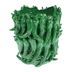 Vaso con peperoncini - Colore Verde - 25,5xH32x27cm - Bianchi Dino