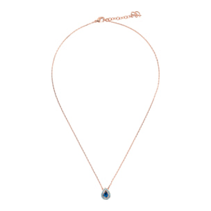 Collana Catena Forzatina con Pendente Goccia in Cubic Zirconia Blu