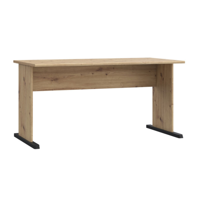 Bureau L. 144 cm décor chêne artisan avec piètement noir - MIA