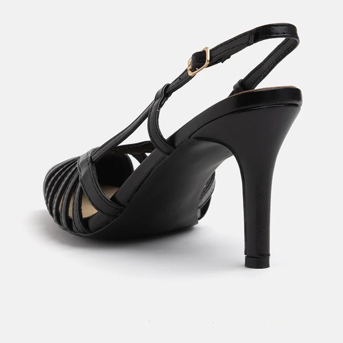 Decolleté con tacco a spillo e punta con incroci - NERO