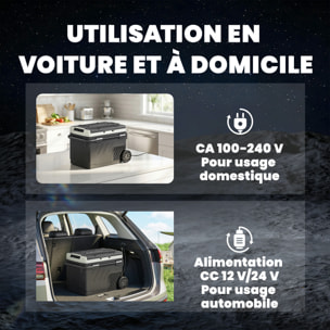 Glacière électrique portable 40L compresseur 2 zones poignée télescopique noir