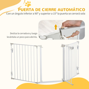 Barrera para Perros Plegable Valla para Mascotas de 3 Paneles con Cierre Inteligente Barrera de Seguridad para Escalera Pasillo 180x74,5 cm Blanco