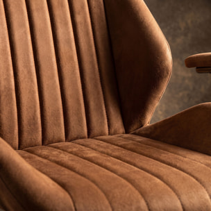 Havana - Sedia Da Ufficio 45x92x37 cm Poltrona Industrial Chic in Camoscio Suade Base a Stella in Bronzo Spazzolato