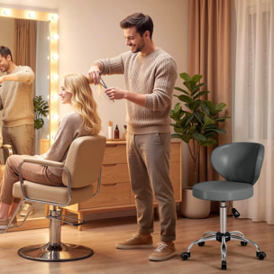 Tabouret de massage travail pivotant réglable 51-66H cm dossier ergonomique gris