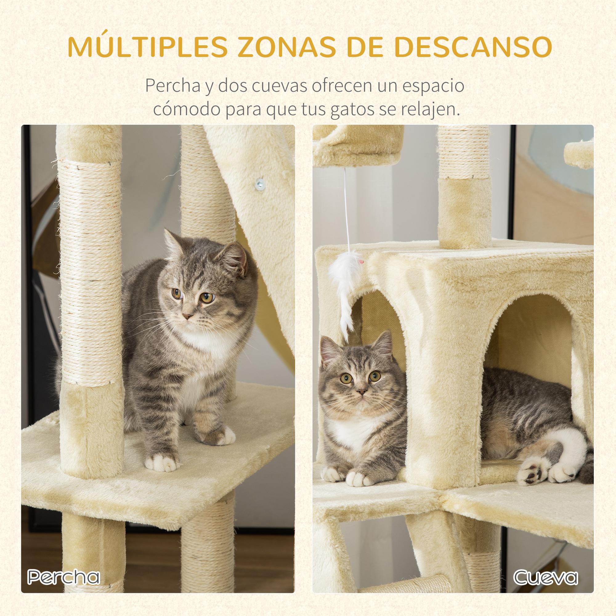 Rascador para Gatos de Felpa y Sisal 60x50x180 cm Beige