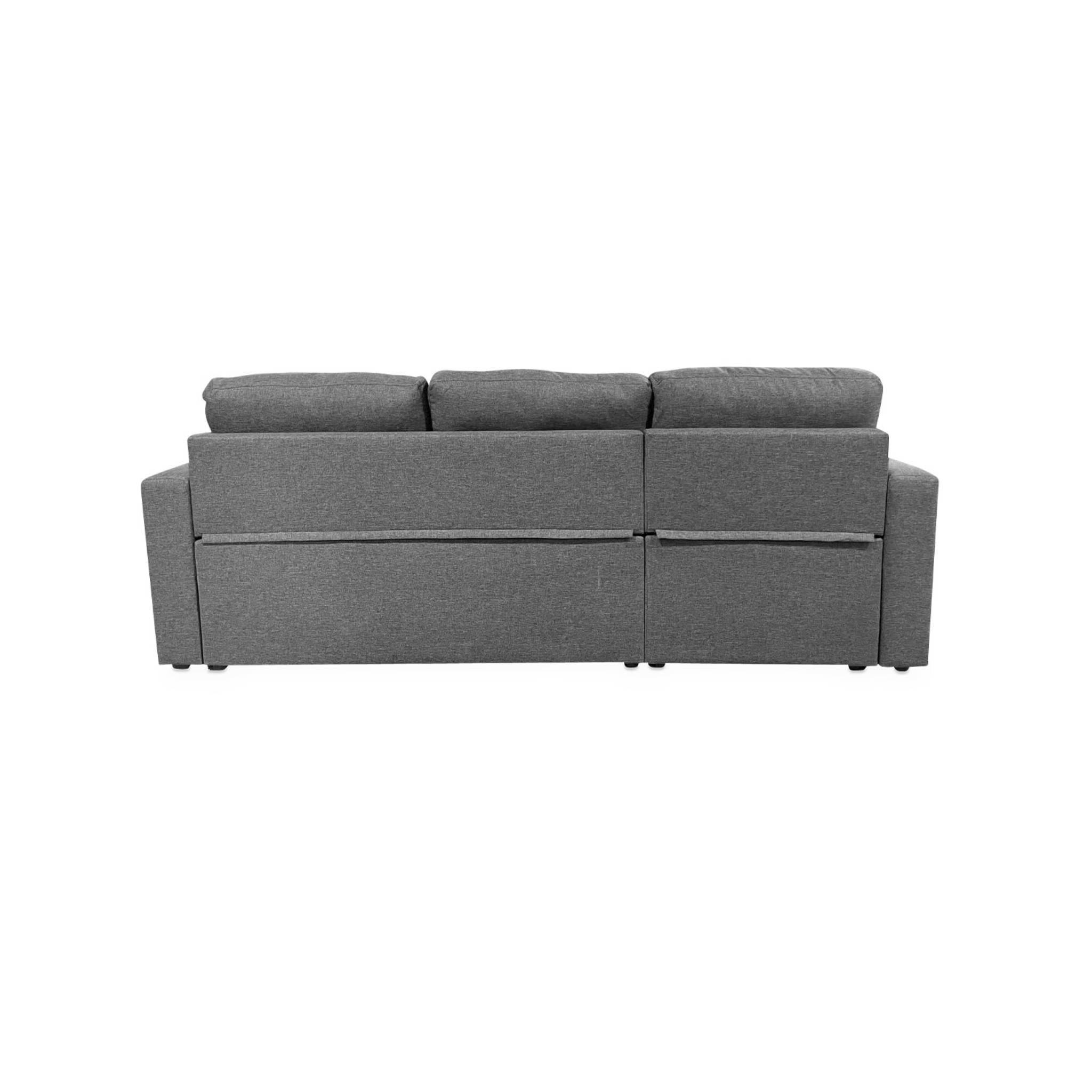 Canapé d'angle SMILE convertible réversible compact 3 places en tissu gris foncé. L 213.5 x P 136.5 x H 83cm. avec coffre de rangement