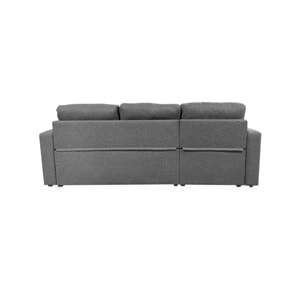 Canapé d'angle SMILE convertible réversible compact 3 places en tissu gris foncé. L 213.5 x P 136.5 x H 83cm. avec coffre de rangement