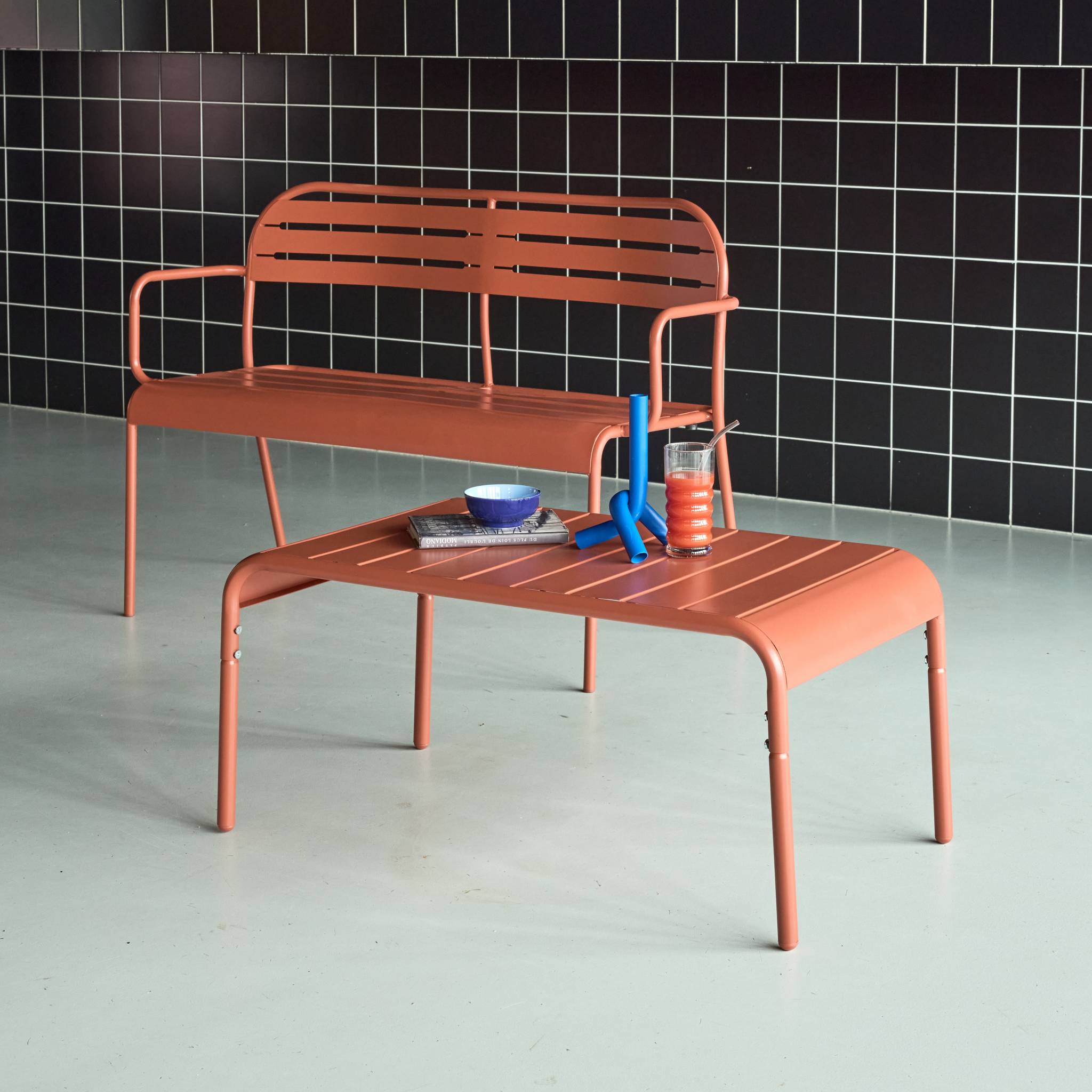 Table basse de jardin rectangulaire acier  AMÉLIA