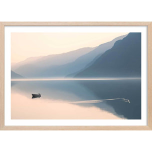 Affiche paysage crépuscule Affiche + cadre en bois - Chêne