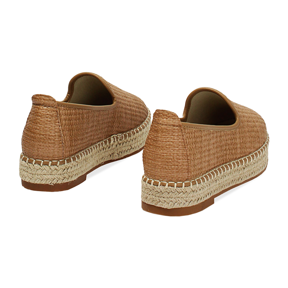 Espadrillas cognac con tacco 3 cm