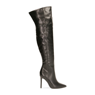 Botas altas negras, tacón 10,5 cm.