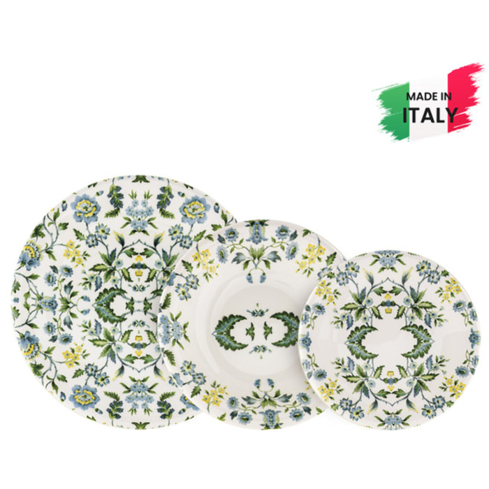 Servizio piatti Sanremo da 18 pezzi in ceramica sottosmalto