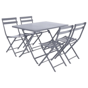 Table de jardin pliante rectangulaire "Greensboro" gris quartz 4 places en acier traité époxy