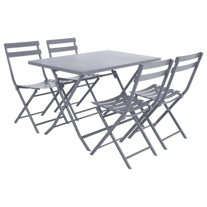 Table de jardin pliante rectangulaire "Greensboro" gris quartz 4 places en acier traité époxy
