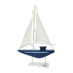 J-Line Voilier décoratif - bois - bleu/blanc - small