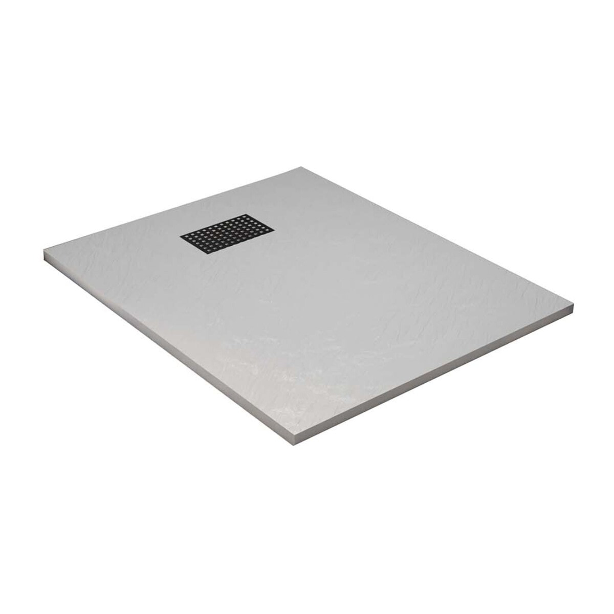 Receveur de douche Gris Effet Pierre 80x100 cm et Grille décor Perforée Noire Mate