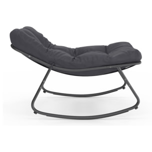 Fauteuils de jardin à bascule avec coussin gris - lot de 2