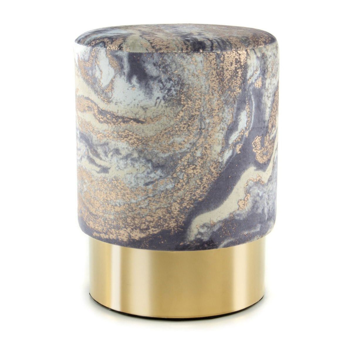 Pouf Gipsy 325 in velluto azzurro e base oro