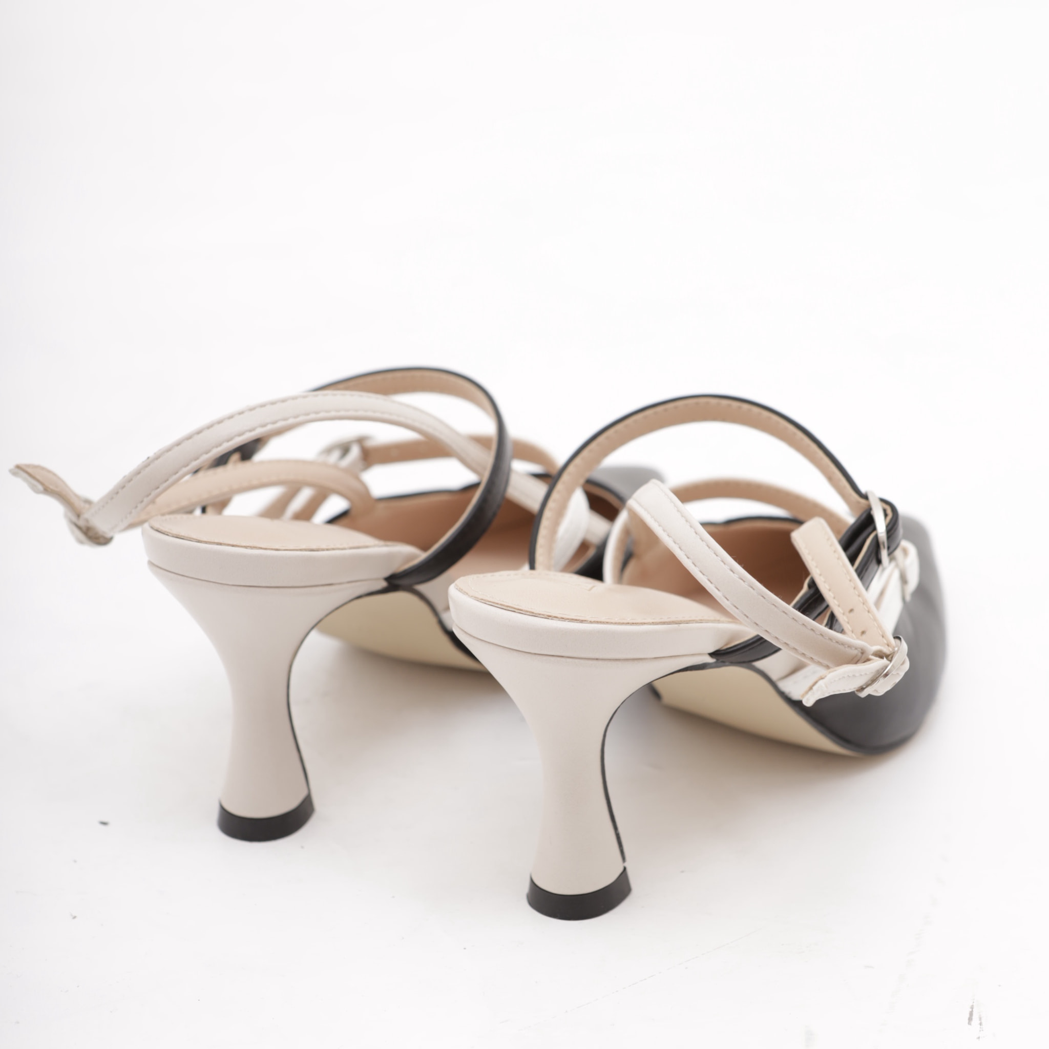 SLINGBACK CINTURINI BICOLORE CHOCOLA' NERO