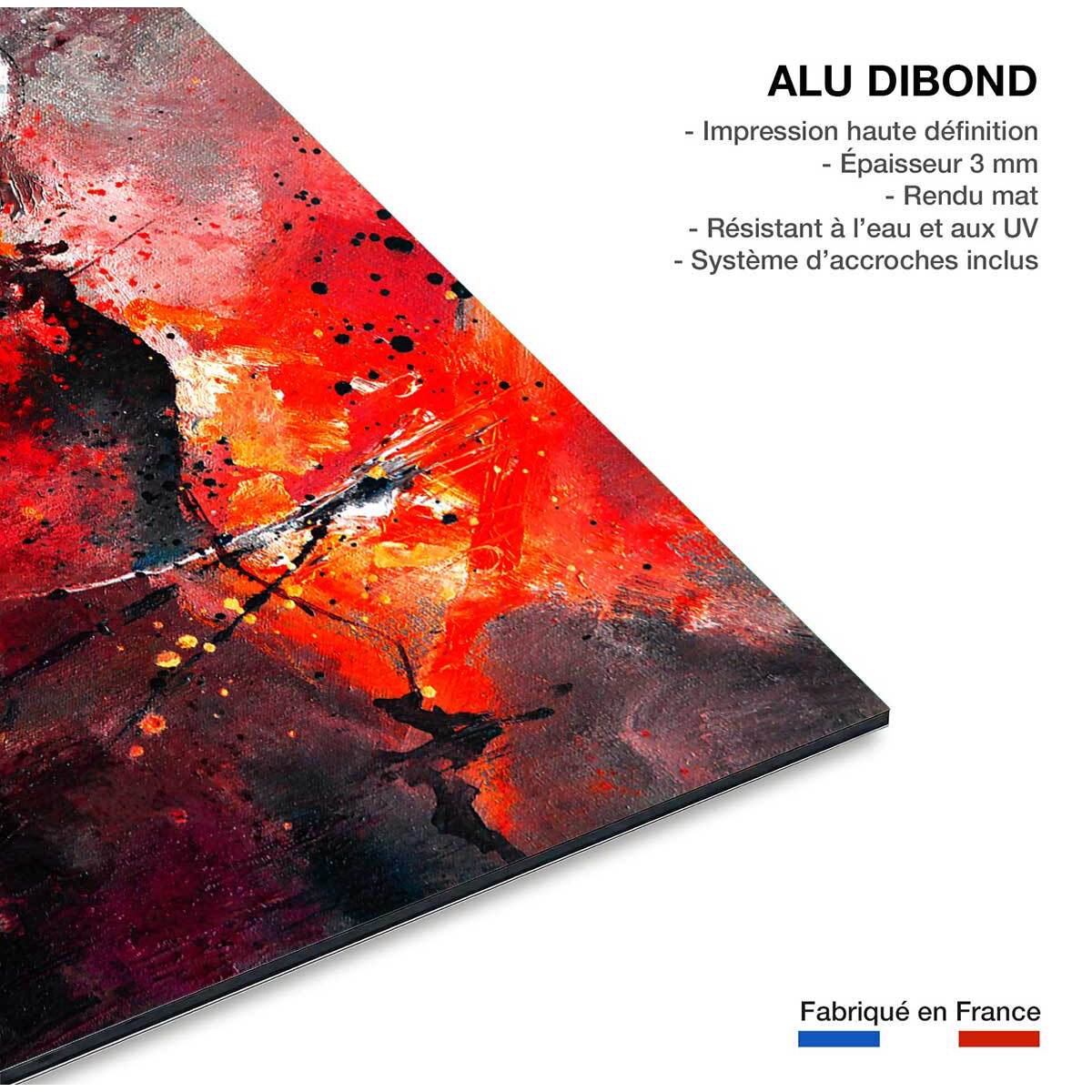 Tableau abstrait rouge galaxie Tableau alu Dibond