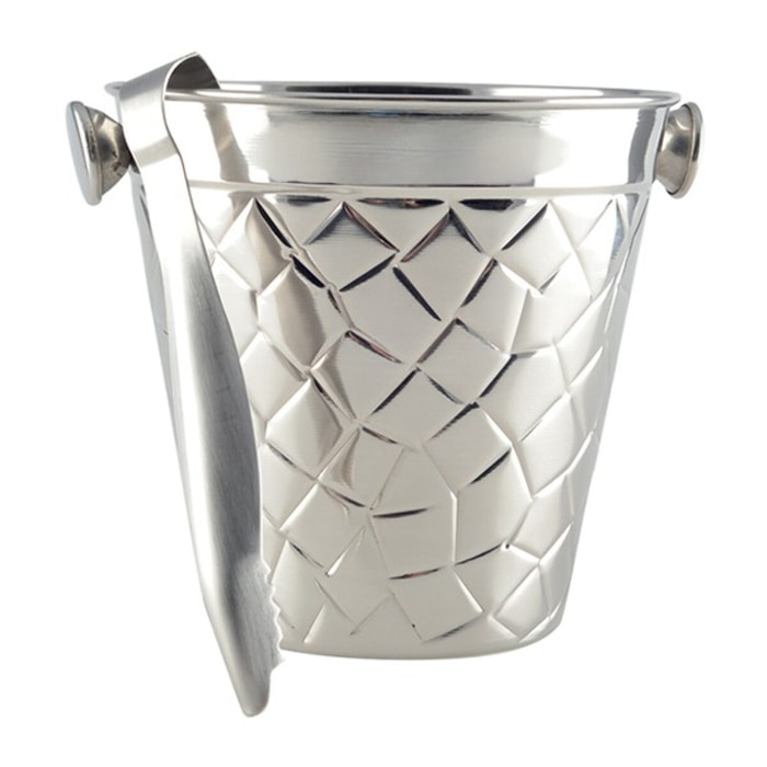 Seau à glaçons avec pince argent martelé 14cm