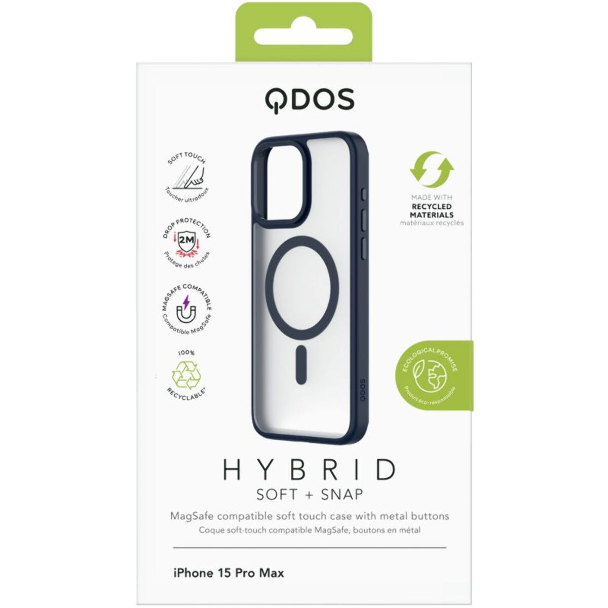 Coque bumper QDOS Iphone 15 Pro Max MagSafe Hybrid Bleu