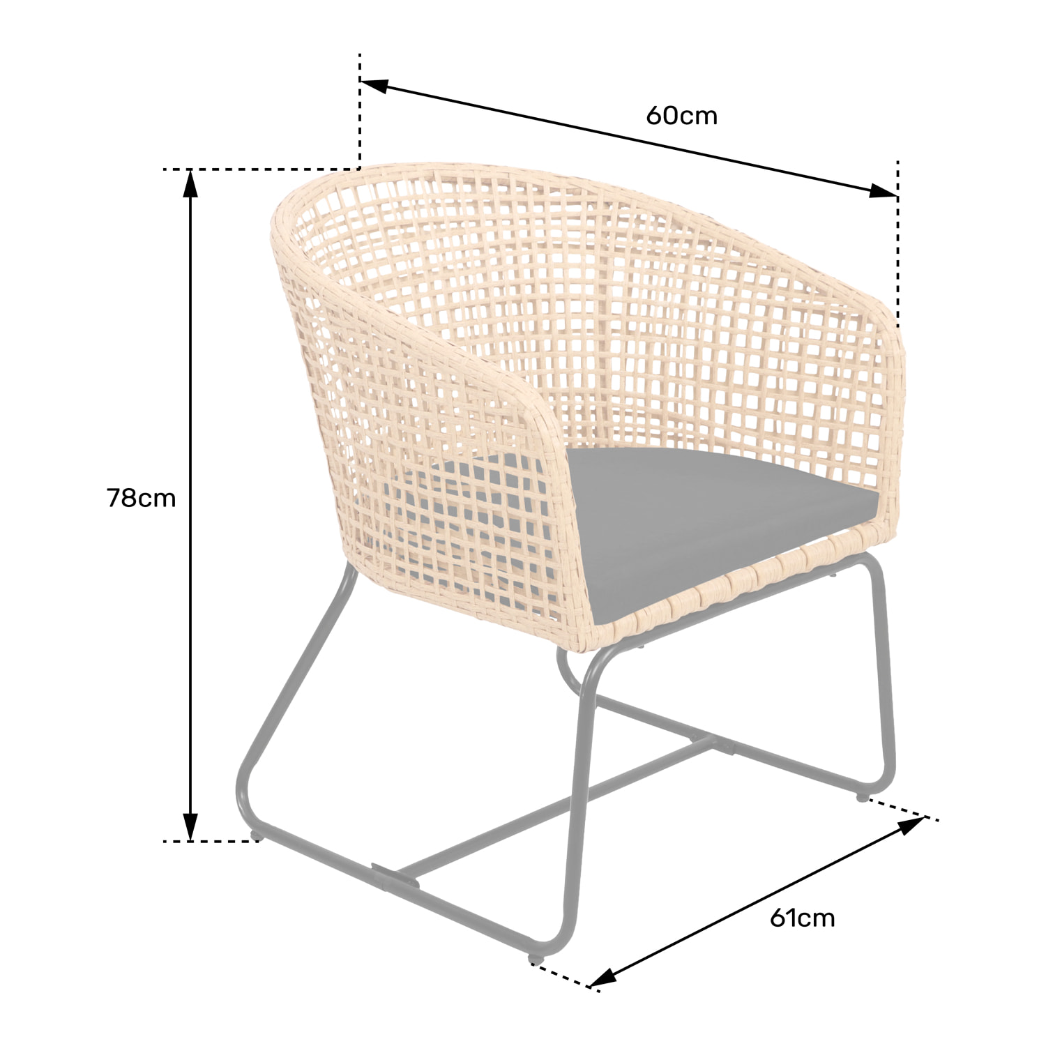 Lot de 2 fauteuils en rotin synthétique avec coussins RINA