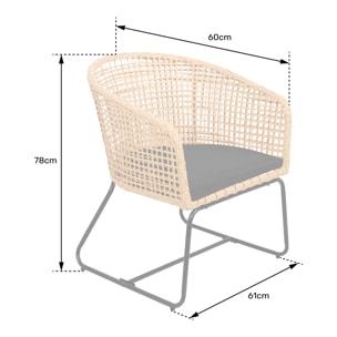 Lot de 2 fauteuils en rotin synthétique avec coussins RINA