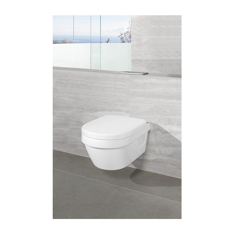 WC suspendu compact sans bride Architectura avec abattant