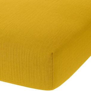 Drap Housse - Bonnet:30cm - 100% gaze De Coton Safran