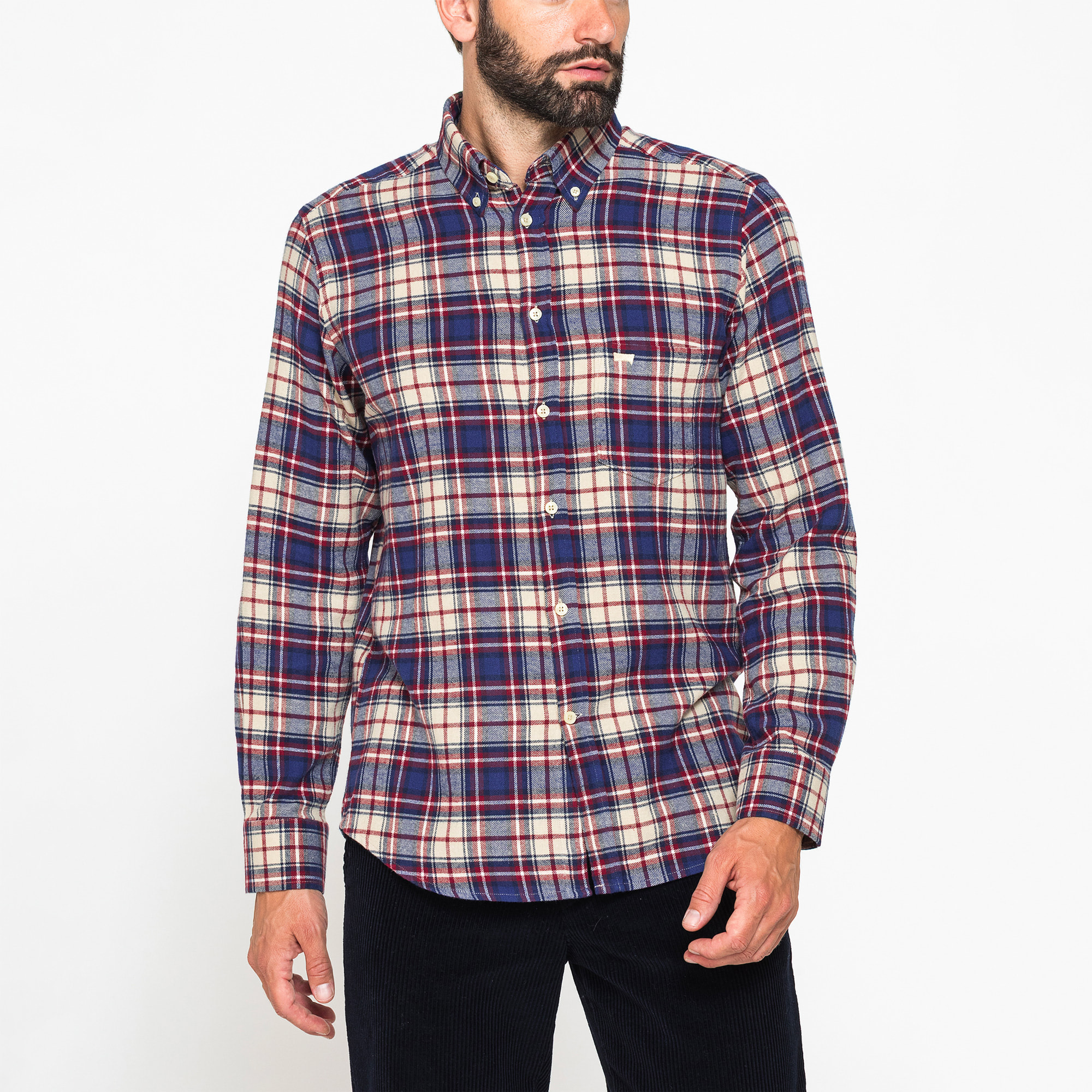 CAMICIA FANTASIA TINTO FILO IN FLANELLA LEGGERA