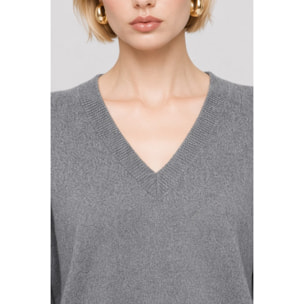 Kocca - Maglia da donna in 100% lana con scollo a V e maniche lunghe Donna