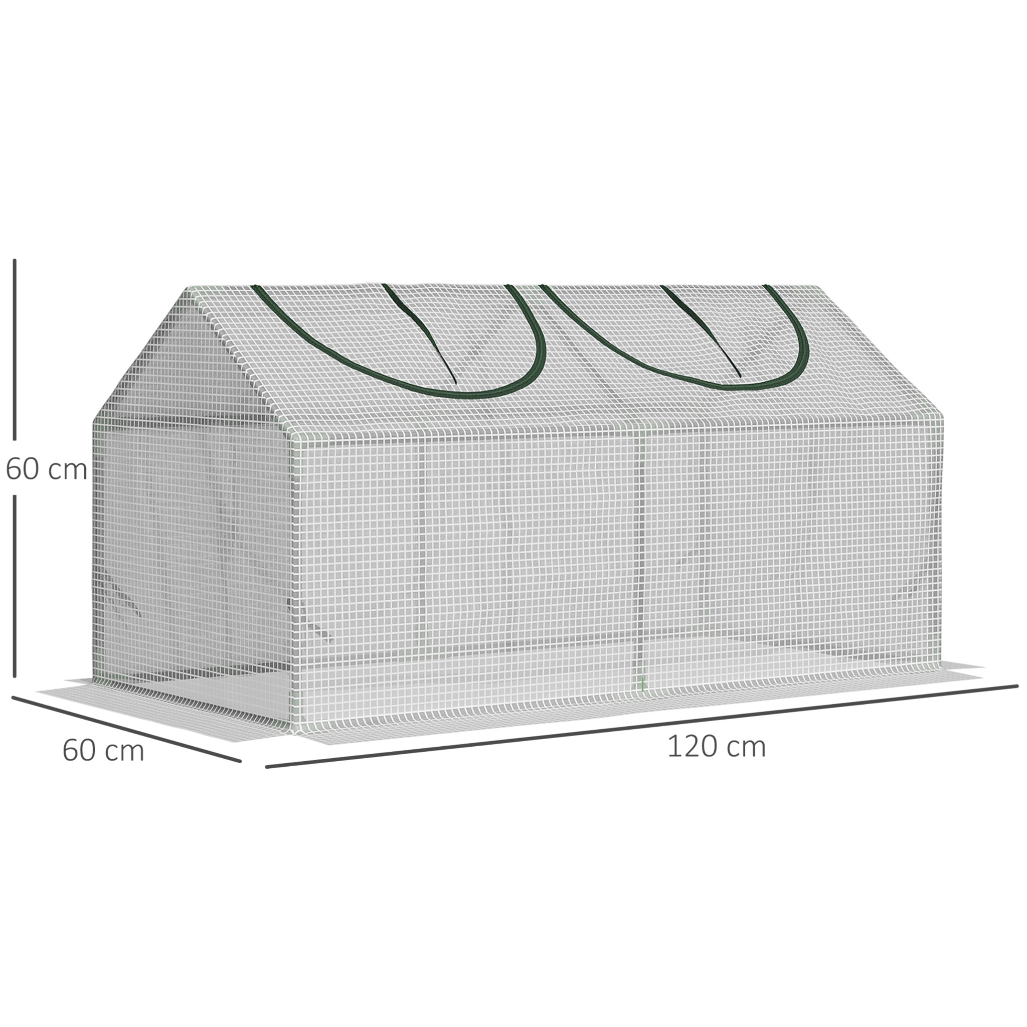 Invernadero de Terraza 120x60x60 cm Caseta de Jardín Acero con 2 Ventanas Enrollables Vivero Casero para Cultivo de Plantas Verduras Flores Translúcido