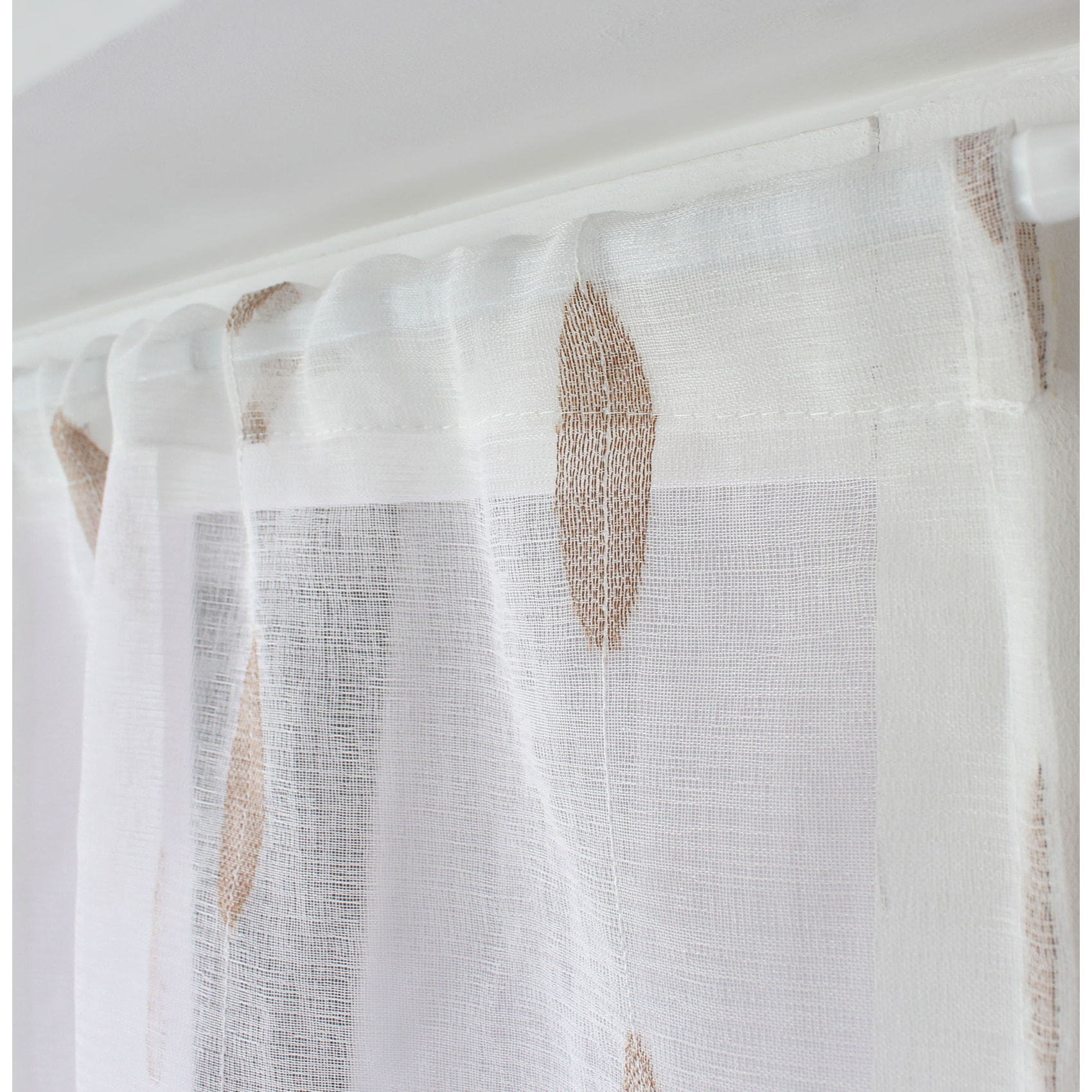 Paire de petits vitrages jacquard motif ovale - Naturel