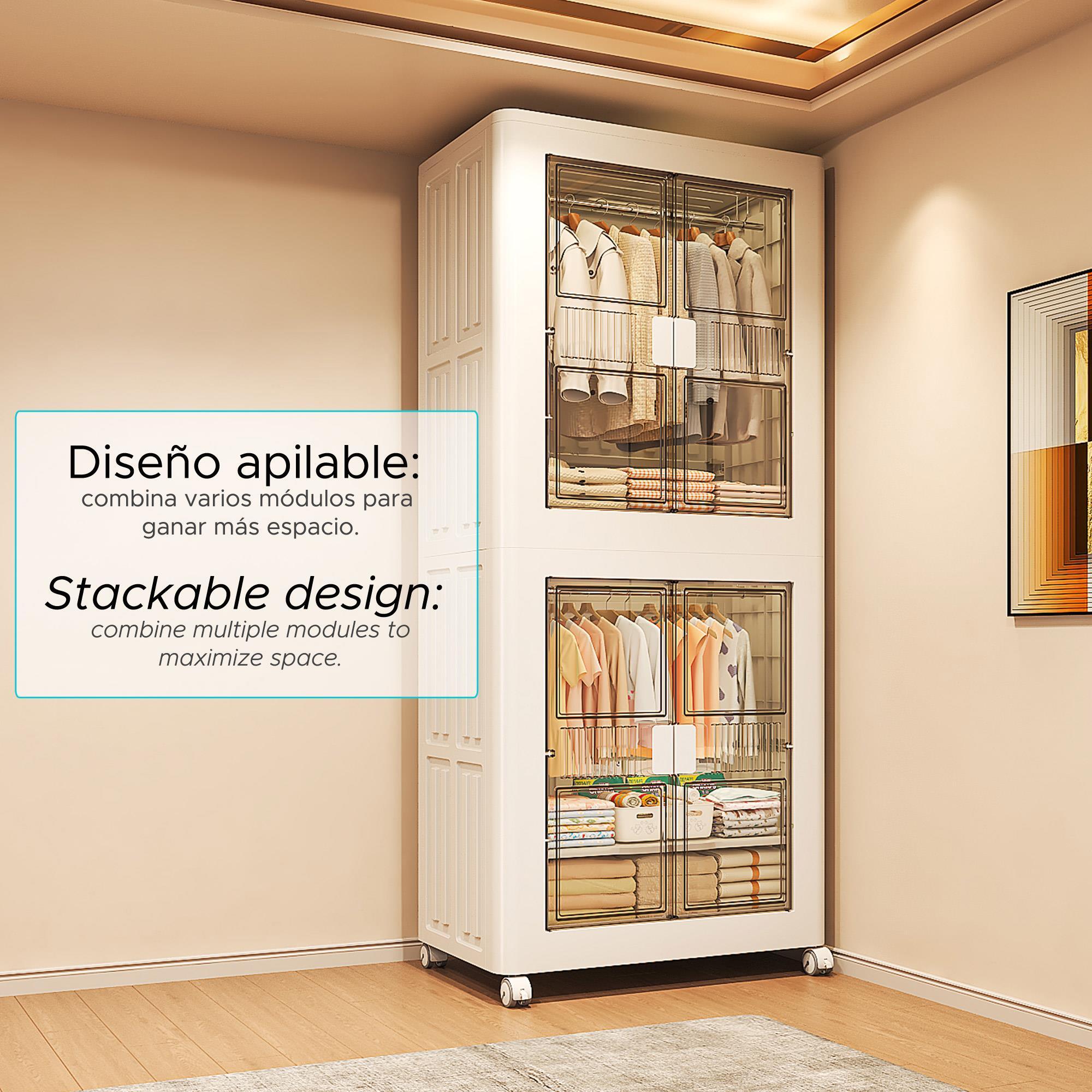 Armario plegable con Ruedas y 1 Compartimento color Blanco 75x43,5x96,5cm