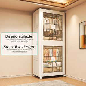 Armario plegable con Ruedas y 1 Compartimento color Blanco 75x43,5x96,5cm