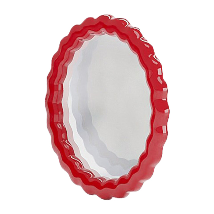 Georgia - Miroir mural design ondulé en céramique rouge