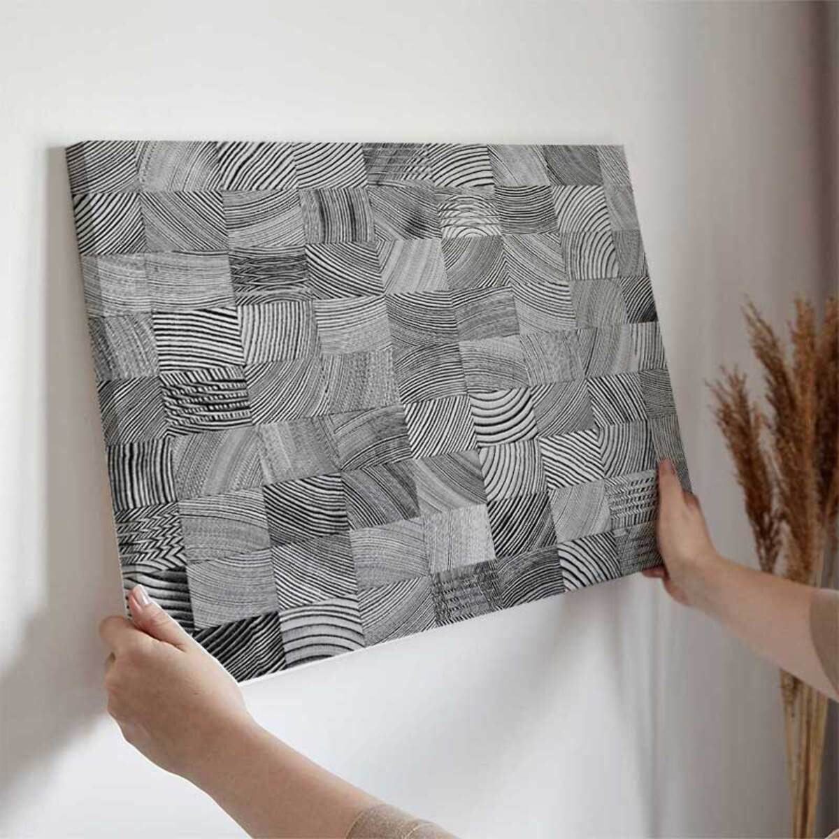 Tableau abstrait textures noires et blanches Toile imprimée