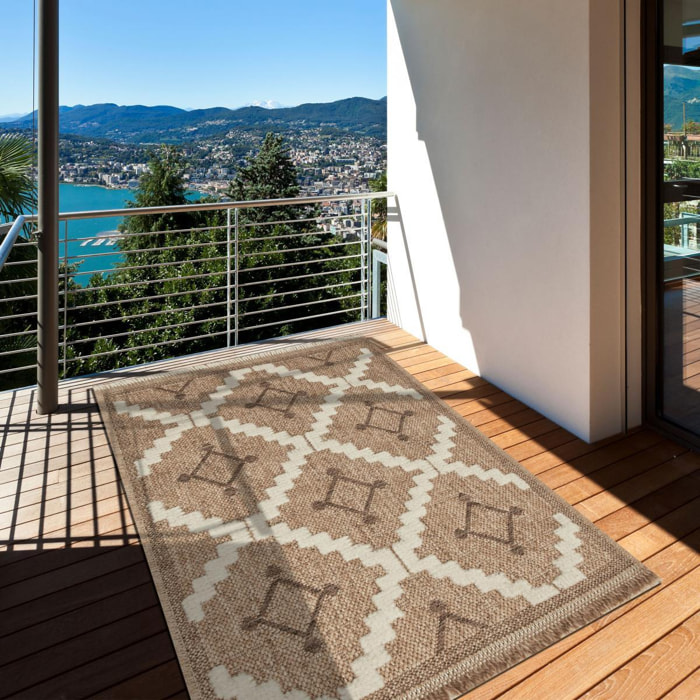 Tapis extérieur tissé kilim rectangle TEBI